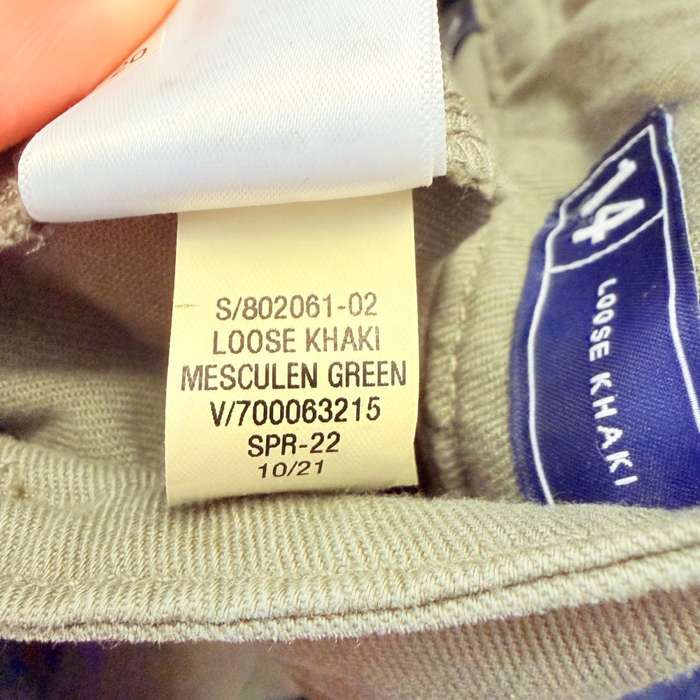 GAP Women 14 Loose Khaki Cotton Pants Mesculen Green Wide Leg Casual Office - Picture 9 of 9